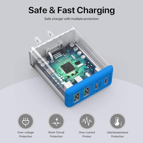 Revolutionize Your Charging Routine with Our 4-Port USB Wall Charger – Ultra-Fast QC 3.0 Adapter for i Phone 12-15, LG, Google Pixel & More – Compact, Reliable Power Solution for Home and On-the-Go Charging