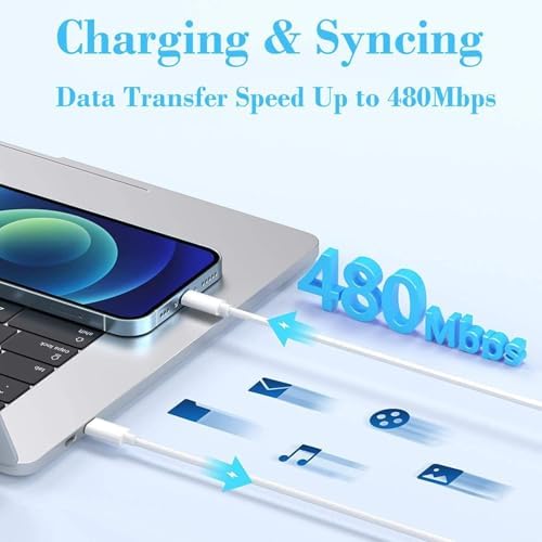 Rapid Charge Duo: 6 FT USB-C Lightning Cable & Dual Wall Charger for i Phone 14/14 Plus/13/12/11 Pro Max – Ultimate Fast Charging Solution for Apple Devices, i Pad & Air Pods – Compact & Durable Design for On-the-Go Power