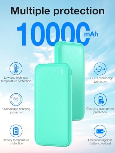 High-Speed 20 W Portable Charger – 10,000 m Ah Fast Charging Power Bank with USB-C PD & QC 3.0 for Ultimate Device Compatibility – Slim, Lightweight Battery Pack for i Phone & More – Perfect for On-the-Go Power Needs