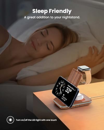 GEEKERA 3-in-1 Foldable Wireless Charging Station for Apple Devices – Fast Charge Your i Phone 16/15/14/13/12/11 Pro Max, Apple Watch Ultra/10/9/SE/8/7/6/5 & Air Pods Pro/4/3/2 with Travel-Friendly Design – Ultimate Multi-Device Charging Solution for Home & On-the-Go Efficiency