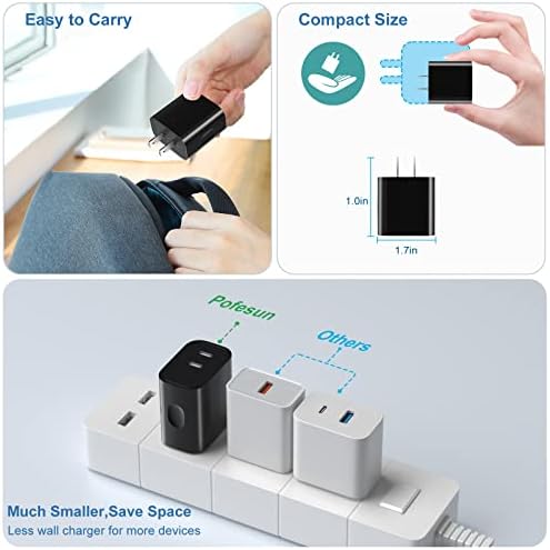 20 W Dual USB-C Fast Charger Block – Compact 2-Port Power Adapter for i Phone 16 Series, i Pad & Samsung Galaxy – Travel-Friendly Wall Charger with Enhanced Safety Features for Rapid Device Charging
