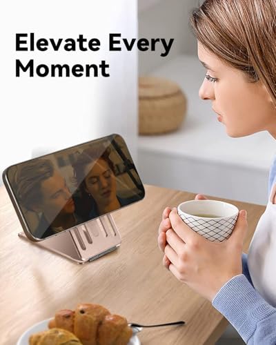OATSBASF Magnetic Phone Stand Compatible with Magsafe, Foldable Aluminum Phone Holder for Desk Compatible with iPhone 16/15/14/13/12 Series and Magnetic Case, Black, Bi-fold – Enhanced Compatibility and Speed