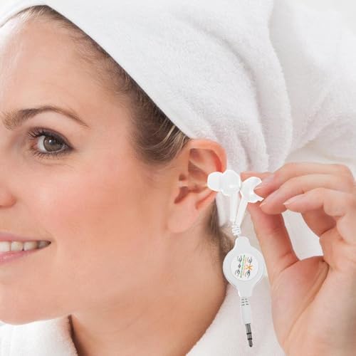 Retractable Wired Earbuds by ULTECHNOVO – Innovative In-Ear Headphones with Tangle-Free Storage, 3.5 mm Compatibility, and Customizable Length for Enhanced Sound Experience and Portability (White)