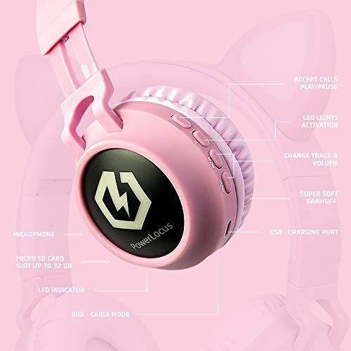 Kid-Friendly Bluetooth Headphones with LED Lights – Safe 85 d B Volume Limit for Young Ears, Foldable Design for Travel Ease, Micro SD Card Playback, Integrated Mic for Calls – Perfect Wireless Audio for Kids’ Adventures and Learning