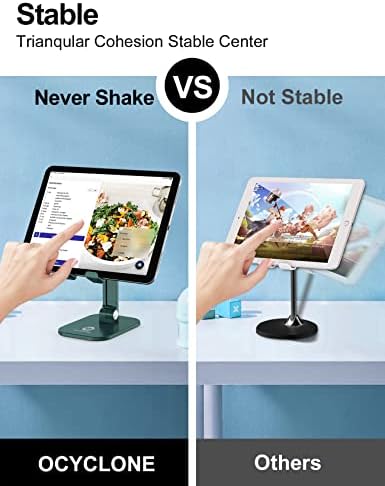 Transform Your Workspace with the OCYCLONE Adjustable Phone Stand & Cable Organizer Set – Versatile Foldable Holder for 4.7″ to 13″ Devices, Personalized Viewing Heights, and Effortless Portability for Home and Office Efficiency