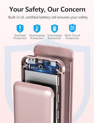 Dual 10000 m Ah Portable Power Bank Set with Built-In Cables and Fast Charging – Travel-Ready USB-C Charger for i Phone & Android Devices in Sleek White & Purple Design – Ultimate Compatibility for On-the-Go Power Solutions
