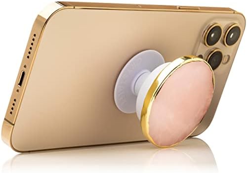 Transform Your Mobile Experience with CRYSTALFY White Clear Quartz Druzy Crystal Phone Grip – Versatile Kickstand & Unique Gemstone Top for i Phone, i Pad, Kindle & More – Handcrafted Natural Accessory with Enhanced Adhesion and Customizable Design – Perfect for Style, Functionality, and Gifting