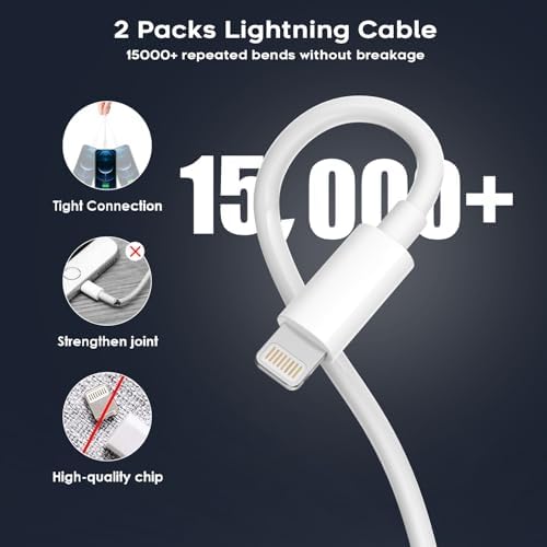 High-Performance i Phone Car Charger – Dual-Port 38 W USB-C & QC3.0 Fast Charging Adapter with 2 Lightning Cables, MFi Certified for i Phone 14, 13 Pro Max, 12, 11, X – Sleek Grey Design for Enhanced Compatibility and Efficiency on the Road