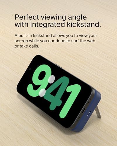 Belkin 5000 m Ah Wireless Power Bank with Qi2 Technology – Mag Safe-Compatible Portable Charger Featuring Built-in Kickstand for i Phone 16, 15, 14, 13, Plus, Pro, Pro Max – Sleek White Design for Seamless Charging on the Go – Optimal Speed & Versatile Compatibility