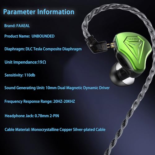 Elevate Your Audio Experience with FAAEAL Hybrid IEM Earphones – Premium Hi-Fi Wired In-Ear Monitors Featuring Advanced Composite Diaphragm Technology, Durable CNC Metal Design, and Detachable QDC-2 PIN Cable for Audiophiles and Musicians Seeking Ultimate Sound Clarity and Personalization