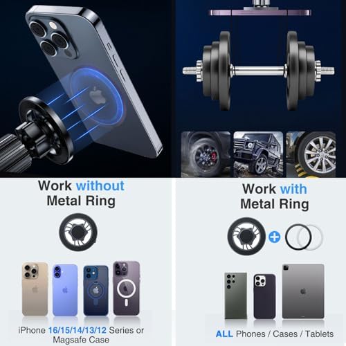 for iPhone Fits MagSafe Car Mount – Magnetic Mag Safe Phone Holder Car Accessories,Dashboard Vent Car Mount for iPhone 16 15 14 13 12 Pro Max Plus,Samsung Galaxy Moto,Gifts for Men Women (Black) – Enhanced Compatibility and Speed
