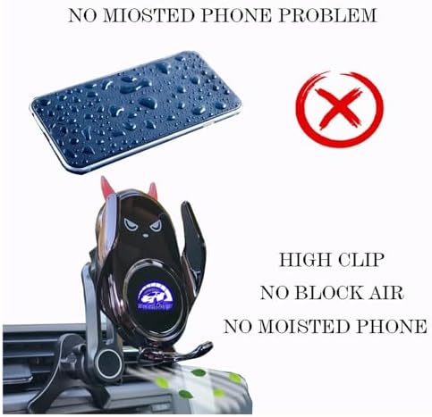 Innovative Auto-Clamping Wireless Charging Car Phone Holder with Rotatable Vent Clip – Stylish Cute Demon Design for i Phone, Samsung Galaxy & Android Devices – Ultimate Compatibility and Fast Charging Solution for Modern Drivers