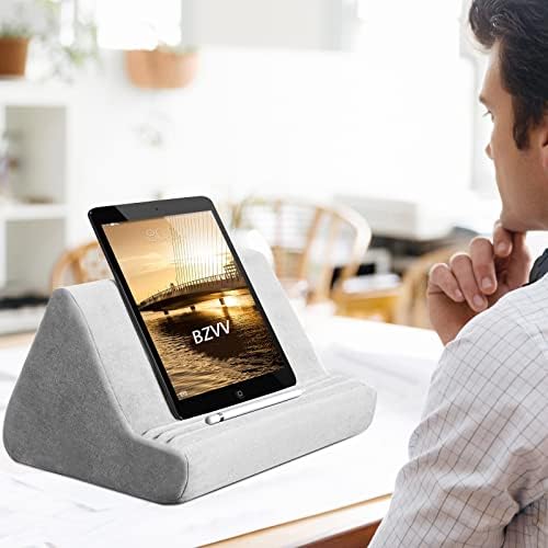 Elevate Your Viewing Experience with the Soft Blues Adjustable Pillow Stand: Ultimate Hands-Free Comfort for Tablets, E-Readers, and Smartphones – Perfect for Cozy Couch or Bedtime Use with Convenient Storage Pocket and Customizable Angles for Optimal Relaxation