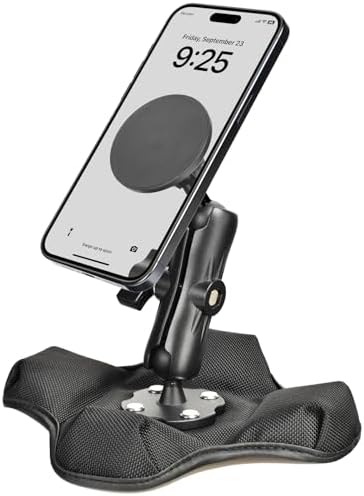 Versatile Magnetic Phone Holder for Desk & Car Dash – Premium Aluminum Arm, Non-Slip Beanbag Base, 360° Rotation for Optimal Viewing, Mag Safe Compatible for i Phone 12-16 Series, RAM B Size 1″ Ball Mounting Option – Enhance Your Mobile Accessibility and Convenience