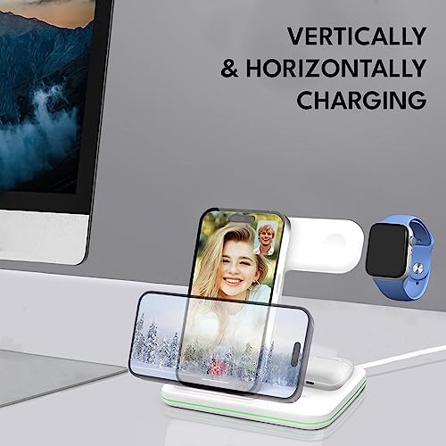 Ultimate 3-in-1 Wireless Charging Station Dock – 24 W Fast Qi Charger for i Phone 16/15/14/13/12/11/X, Samsung, Huawei, Xiaomi & More – Streamlined Charging for Apple Watch 10/9/8/7/6 & Air Pods 3/2/1 – Sleek Design for Home/Office Use, Enhanced Compatibility & Efficiency