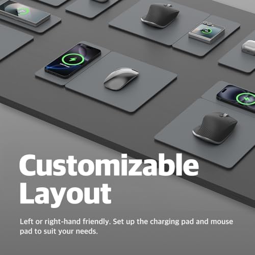 Enhance Your Workspace Efficiency with the POUT H3 Split Wireless Charging Mouse Pad – Fast Qi Charger for Seamless Device Power, Magnetic Alignment for Precision Use, Premium Anti-Slip Surface in Elegant Midnight Blue – Perfect for Smartphones and Earbuds – Elevate Your Productivity with Style and Functionality