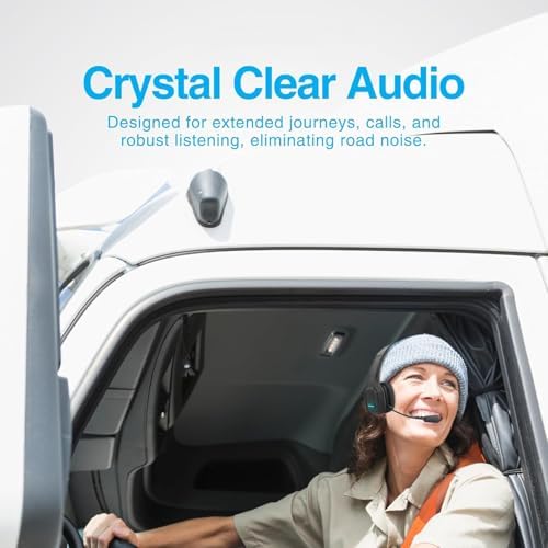 Ultimate Trucker Bluetooth Headset with Advanced Noise-Cancellation – Experience Crystal-Clear Communication and Immersive HD Sound Quality with Custom-Fit Adjustable Headband and Luxurious Memory Foam Ear Cushions – Perfect Wireless Solution for Truck Drivers and On-the-Go Professionals