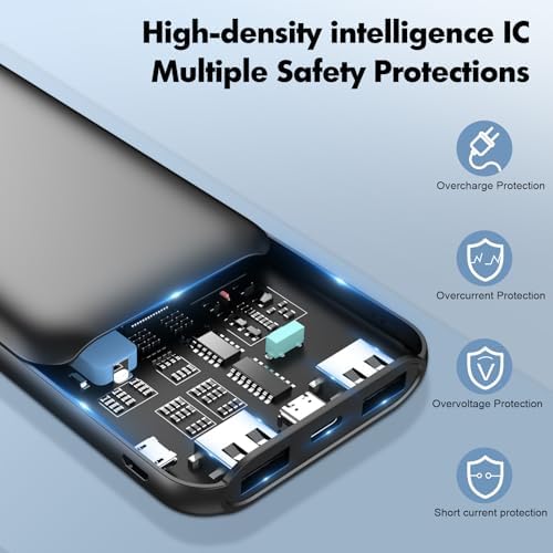 Slim and Lightweight 10,000 m Ah Portable Charger | Dual USB High-Speed Power Bank for i Phone 15/14/13/12/11 Pro, Samsung S22/S21, Google Devices, and Air Pods | Ultimate On-the-Go Charging Solution | Enhanced Compatibility and Efficiency
