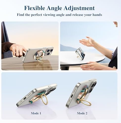 Discover the GVIEWIN Magnetic Phone Ring Holder: A Cutting-Edge 360° Rotatable Kickstand for Mag Safe Devices – Perfectly Tailored for i Phone 16 Pro Max/Plus, 15, 14, and 13 (Elegant White Finish) – Unmatched Stability and Hands-Free Viewing Experience Upgrade your smartphone usage with this premium accessory that not only enhances grip but also transforms your device into a versatile stand for effortless video calls and streaming. Featuring a robust magnetic attachment for secure hold, this stylish phone ring holder is engineered for seamless integration with Mag Safe technology. Experience the freedom of adjustable angles, allowing for convenient portrait or landscape modes, perfect for navigation or entertainment on-the-go. Its sleek white design not only ensures durability but adds a sophisticated touch to your device. Elevate your everyday smartphone experience with the GVIEWIN Magnetic Phone Ring Holder – where functionality meets elegance.