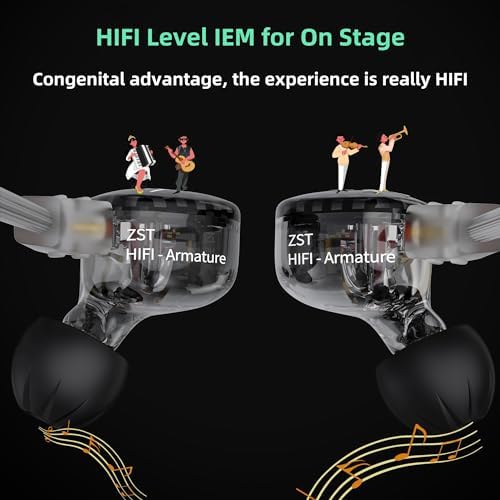 YINYOO KZ ZST Colorful Hybrid In-Ear Earphones – 1 BA + 1 DD Hi-Fi Wired Gaming Headset with Noise Isolation for Superior Audio Clarity – Stylish, Ergonomic Design for Enhanced Comfort and Compatibility