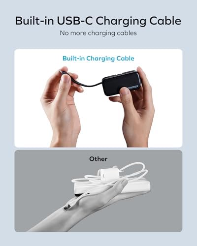 Momax 5000 m Ah Portable Power Bank with Integrated Foldable USB-C Connector & Fast Charging Cable – Ultimate On-the-Go Charger for i Phone 15, Android Devices, Laptops, i Pads, and Air Pods with Digital Battery Display for Enhanced Mobility and Convenience