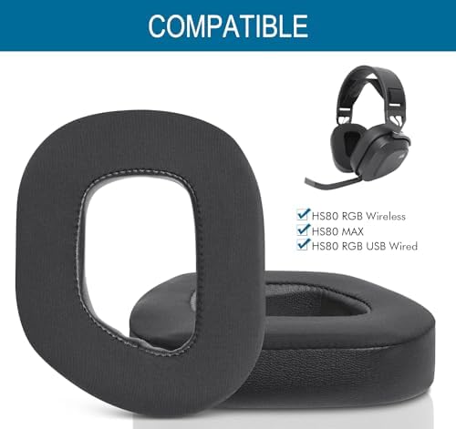 Ultimate Comfort Upgrade for Corsair HS80 RGB Gaming Headsets – Replacement Ear Pads with High-Density Noise-Canceling Foam and Breathable Mesh for Enhanced Sound Isolation and Long-Lasting Gaming Enjoyment