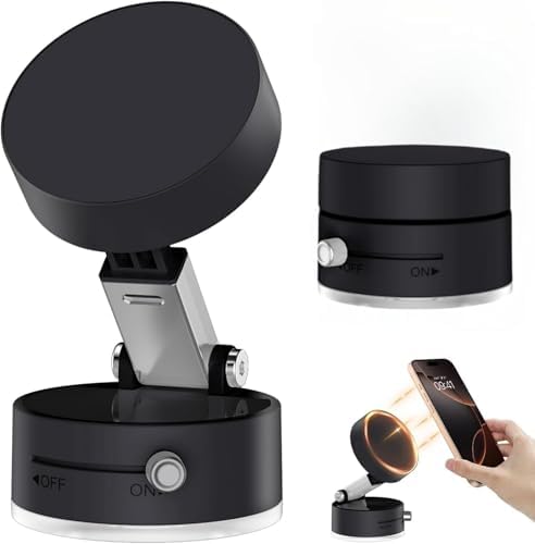 2025 Upgrated Car Phone Holder, Vacuum Suction Magnet Phone Holder for iPhone 16 15 14 13 12 Pro Max Smartphone, Portable Wireless Smooth Surface Metal, Glass, Wall, Mirror & Car Window, Black – Enhanced Compatibility and Speed