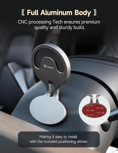 Revolutionize Your Tesla Driving with the TPARTS Magnetic Steering Wheel Cellphone Mount – Ideal for Model 3 (2018-2023) & Model Y (2020-2024) – Effortless i Phone 12-16 & 5.4-6.7″ Smartphone Compatibility for Safe Navigation and Hands-Free Use – Enhance Your Road Experience Today!