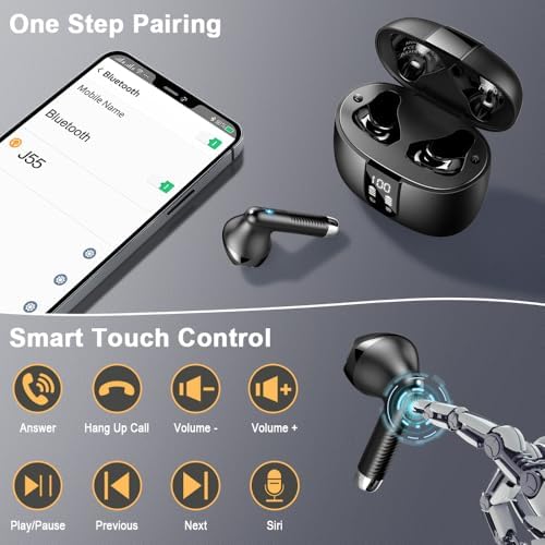 Premium Bluetooth 5.4 Wireless Earbuds with Advanced ENC Noise Cancellation – 30 Hours of Playtime & IP7 Waterproof Design, Delivering Rich 3 D Bass Sound – LED Charging Case Included – Sleek Pearlwhite Finish for Stylish Comfort & Universal Compatibility with Android & i OS Devices
