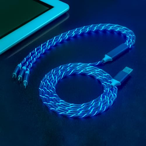 Transform Your Charging Routine with the 6-Foot 3-in-1 LED Charging Cable – Fast Charge & Data Transfer for Micro USB, Lightning, and USB-C Devices – Eye-Catching Glowing Design, Durable Construction Perfect for Home, Office, and Travel Use