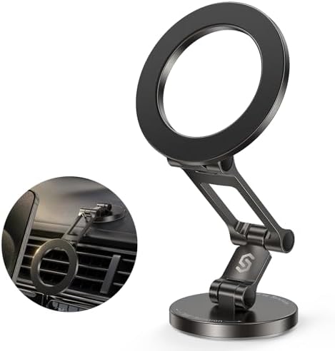 SYNCWIRE Mag Safe Car Mount – Advanced Magnetic Phone Holder for Secure Dashboard Use, 360° Flexible Rotation for i Phone 12-16 Pro Max – Optimal Safety & Enhanced Accessibility While Driving