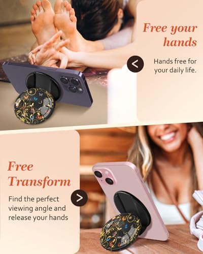 Chic Mushroom Mag Safe Phone Grip for Women – Trendy Ring Kickstand Holder for i Phone 16/15/14/13/12 Series – Stylish, Secure, and Functional Accessory for Texting, Selfies, and Streaming – Lightweight, Durable Design for Everyday Use