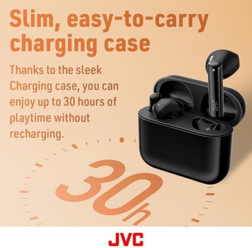 JVC HAA4 TB True Wireless Bluetooth 5.1 Earbuds – Lightweight Design with Enhanced 12 mm Audio Drivers for Superior Sound Quality, IPX4 Waterproof for Active Use, and Up to 30 Hours Playtime – Ideal for Music and Calls on the Go