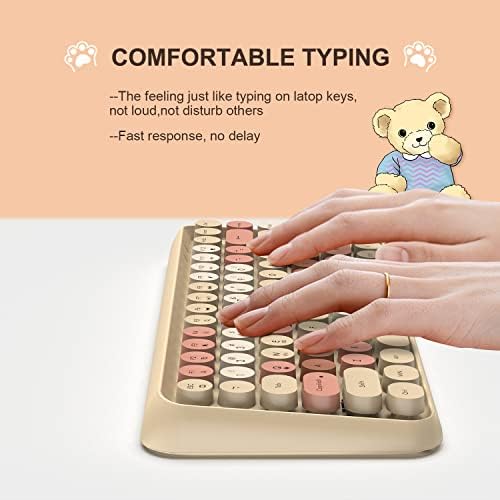 FELICON Retro Mini Wireless Bluetooth Keyboard – Portable 84-Key Typewriter Design for Android, i Pad, Windows & PC – Perfect Companion for Home & Office with Enhanced Compatibility and Rechargeable Battery