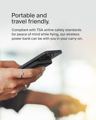 Belkin 5000 m Ah Wireless Power Bank with Qi2 Technology – Mag Safe-Compatible Portable Charger Featuring Built-in Kickstand for i Phone 16, 15, 14, 13, Plus, Pro, Pro Max – Sleek White Design for Seamless Charging on the Go – Optimal Speed & Versatile Compatibility