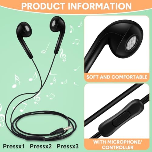 Xinnun 50-Pack Vibrant Multicolor Wired Earbud Headphones with Built-in Mic – Optimal Audio Solution for Students and Professionals, Perfect for Classrooms, Travel, and Leisure – Universal 3.5 mm Compatibility, Lightweight and Durable Design for Everyday Listening