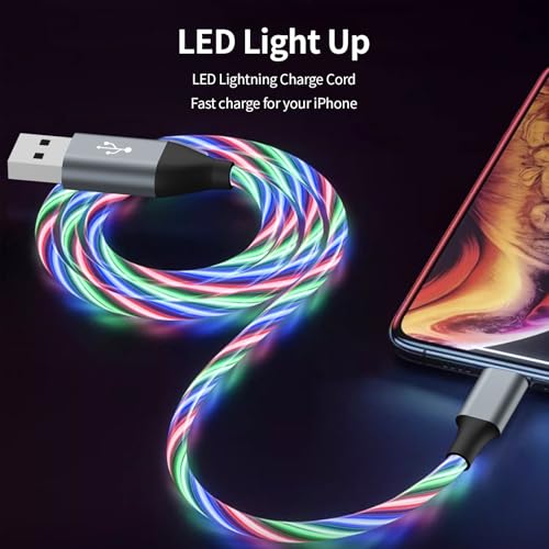 Illuminate Your Charging Experience: 6 ft LED Light-Up MFi Certified i Phone Charger Cable – Fast Charging for i Phone 14, 13, 12, 11 Pro Max, XR, X, SE, 8 Plus, i Pad & i Pod (Vibrant Purple) – Stylish, Durable, and Convenient Performance