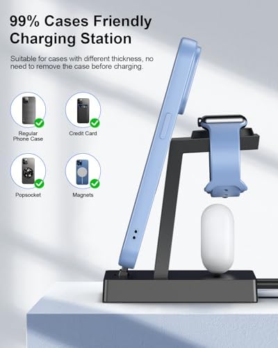 30 W Ultra-Fast 3-in-1 Charging Station for Apple Devices – ADADPU Multi-Device Charger Dock for i Phone 14/13/12/11 Pro, Apple Watch Series 8/7/6/5/4/3/2/SE & Air Pods – Sleek, Space-Saving Design with Advanced Safety Features for Efficient Power Management