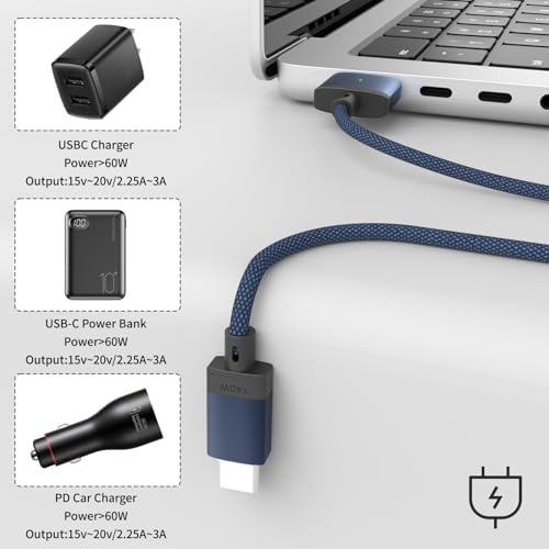 USB-C to Magnetic 3 Cable Compatible with Magsafe Charging Cable for 14” 16” MacBook Pro 2024 M3 Pro & Max, MacBook Air 2022 M2, MacBook Pro 2023 M2 Pro & Max – 6.6ft Black – Enhanced Compatibility and Speed
