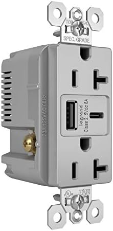 Legrand Pass & Seymour TR15 USBAC6 15 Amp Tamper-Resistant Duplex Outlet with Ultra-Fast 6.0 A USB A/C Charging Ports – Ideal Commercial and Residential Solution for Rapid Device Power-Up in Elegant Brown Finish