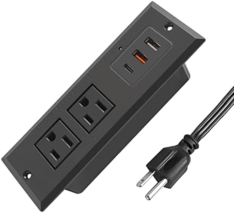 Revolutionary Recessed Power Strip with 2 AC Outlets and 3 Fast-Charging USB Ports – Sleek Desktop Charging Station for Ultimate Device Connectivity (15 W/3 A) – Perfect for Desks, Cabinets, Sofas, and Counters – Modern Flat Plug Design for Space Efficiency and Enhanced Aesthetics