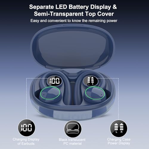 Ultimate Wireless Earbuds with Bluetooth 5.3 – Sport-Ready Headphones Featuring Advanced ENC Noise Cancellation, 48-Hour Battery Life, Secure Fit Earhooks, Deep Bass Sound, and IP7 Waterproofing for Peak Performance – Sleek Black Design for Active Users