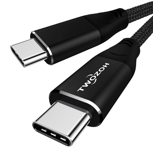 Twozoh USB C to USB C 3.2 Gen 2 Cable – 15 FT High-Speed 20 Gbps Data Transfer & 100 W PD Fast Charging for 4 K Video Output – Durable Nylon Braided Connection for Enhanced Compatibility and Performance in Tech Setup