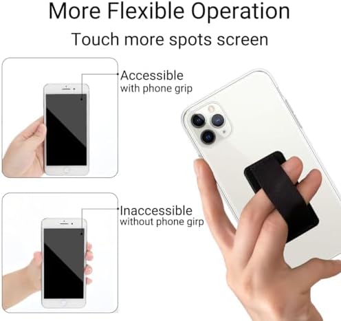 Universal Ergonomic Phone Grip Holder for One-Handed Control – Wireless Charging Compatible Finger Strap – 3-Pack of Durable Smartphone Accessories in Stylish Black – Perfect for Active Lifestyles & Effortless Multitasking