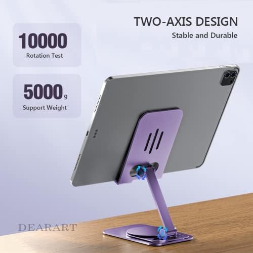 DEARART Cell Phone Stand, 360° Adjustable Phone Stand for Desk, Foldable Phone Holder Fully Carried Easily, Grey (Square Base) – Enhanced Compatibility and Speed