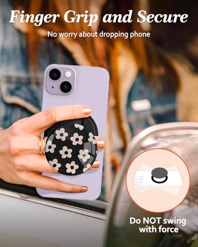 Chic Mushroom Mag Safe Phone Grip for Women – Trendy Ring Kickstand Holder for i Phone 16/15/14/13/12 Series – Stylish, Secure, and Functional Accessory for Texting, Selfies, and Streaming – Lightweight, Durable Design for Everyday Use