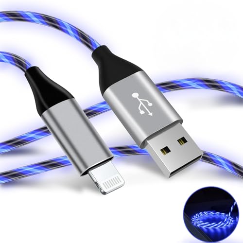 Illuminate Your Charging Experience: 6 ft LED Light-Up MFi Certified i Phone Charger Cable – Fast Charging for i Phone 14, 13, 12, 11 Pro Max, XR, X, SE, 8 Plus, i Pad & i Pod (Vibrant Purple) – Stylish, Durable, and Convenient Performance