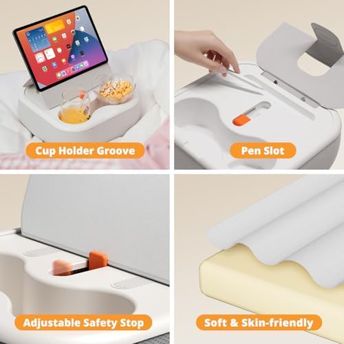 Ultimate Magnetic Tablet Pillow Stand – Ergonomic Lap Holder with Dual Magnetic Rings for Secure Device Support, Compatible with 4-13″ Tablets, Phones, and Kindles, Cozy and Lightweight Design for Home, Travel, and Office Use in Sleek Black