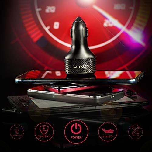 Experience Rapid Power with the Link On 84 W USB-C Car Charger: Dual-Port Fast Charging Adapter Featuring 60 W PD3.0 & 18 W QC3.0 for Mac Book, Dell XPS, Google Chromebook & More – Compact, Multi-Device Accessory with Enhanced Safety Mechanisms for Reliable Performance on the Road