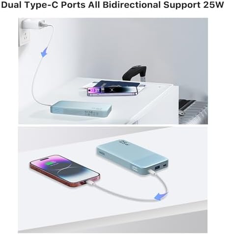 NOBIS 10000 m Ah Fast Charging Power Bank with Digital Display – Versatile USB-C Battery Pack for i Phone, i Pad, Android & More (25 W) – Compact, Reliable Charging Solution for On-the-Go Power Needs